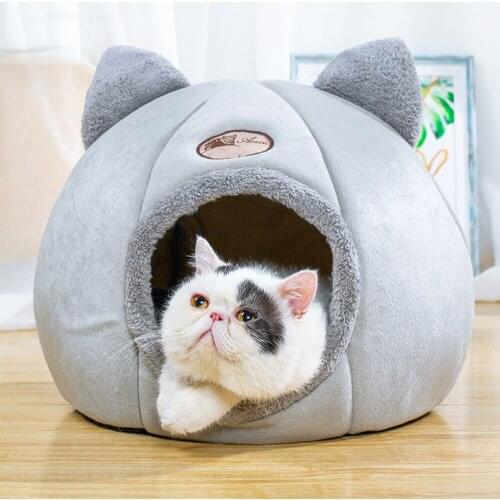 Foldable and Removable Cat Bed Self Warming for Indoor Cat Dog House with Mattress Puppy Cage Lounger Grey ropa para perro Drop