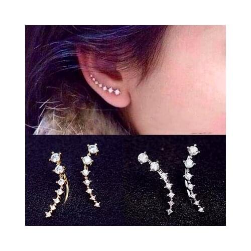 Women Earrings Simple Metal Rhinestone Dipper Seven Stars Earrings Fashion Ladies Jewelry Gift Ear Ring Halloween Earrings