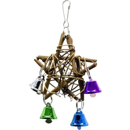 Dorakitten 1pc Bird Rattan Toy Star Shape Anti-Biting Natural Parrot Chewing Toy Bird Interactive Toys Pet Supplies Random Color