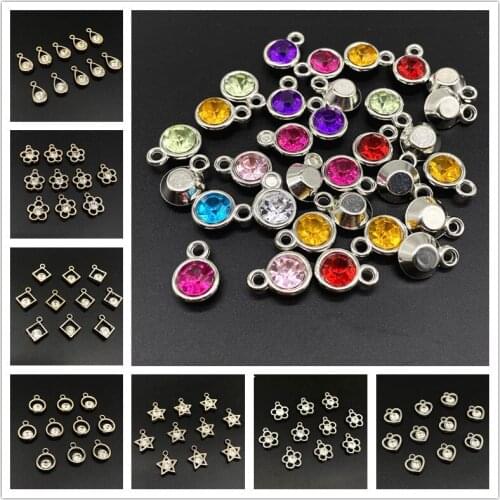 20Pcs/lot about 15mm Star Love Heart Gold Silver Rhinestone Pendant CCB Acrylic Beads Accessories Jewelry Making Findings