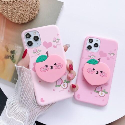 3D Cartoon Fruit peach holder Soft phone case for Xiaomi Redmi 8 8A 6 6A 5A 5 Plus Y3 Y2 Note 4 4X 5 6 7 Pro 5A 8 Pro 8T Cover