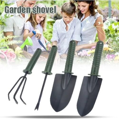 4pcs/set Garden Shovel Outdoor Adult Iron Trowel Shovel Rake Weeder Cultivator Gardening Tool