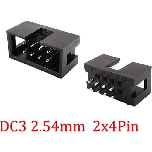 5/10/20Pcs DC3 8Pin PCB Connector Pitch 2.54mm DC3 8Pin 2x4PinStraight Male Plug Shrouded PCB IDC Socket Box Header Terminals