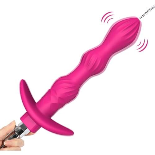 Anal Beads Butt Plug Silicone Enema Shower Vibrator Syringe Douche System Sex Toys for Woman Man Prostate massage for Gay