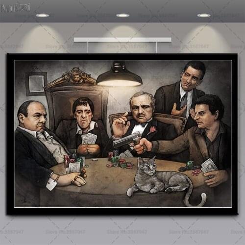 Art Poster Godfather Scarface Gangsters Hot Movie Canvas Painting Retro Wall Pictures Prints for Living Room Home Decor