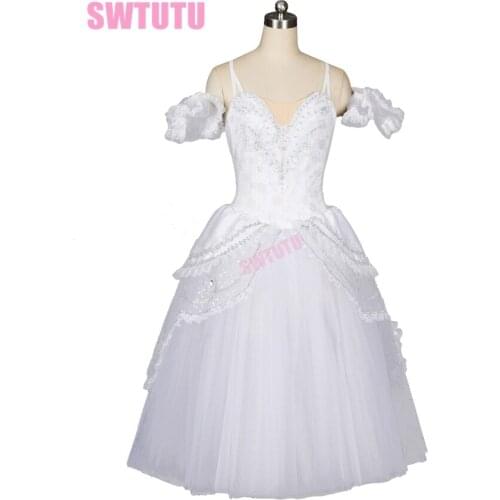 White fairy romantic ballet dresses classical ballet dress ballet costume,gold giselle ballet dressesBT8902