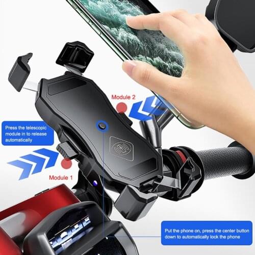 Motorcycle Phone Holder Wireless Smart Charger Stand Holder For Motorbike Mirror GPS Stand Bracket Cell Phone Mount Support