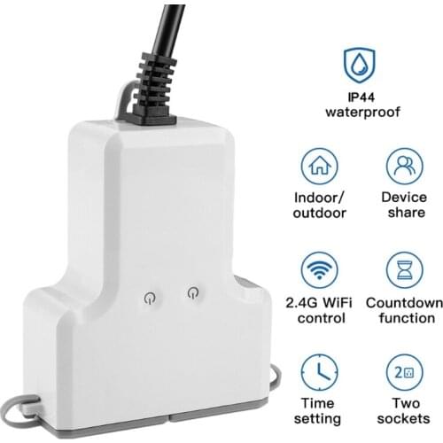 Dual WIFI Smart Waterproof Socket IP44 Outdoor Smart Plug Outlets Tuya Works with Smart Life Home App Timer Voice Remote
