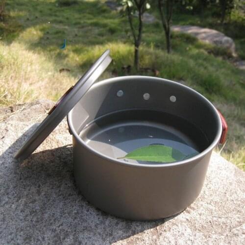 Outdoor single pot high quality aluminum alloy oxidation non-stick field picnic equipment camping cauldron cookware