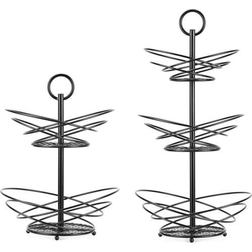 2/3 Tier Wrought Iron Countertop Fruit Basket Multiple Use Detachable Fruits Stand Flower Shaped Vegetable Storage Basket