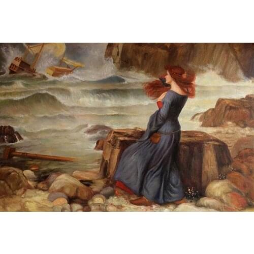 Beatiful Large Oil Painting for Living Room Wall Decor Art on Canvas Miranda - The Tempest by John William Waterhouse No Framed
