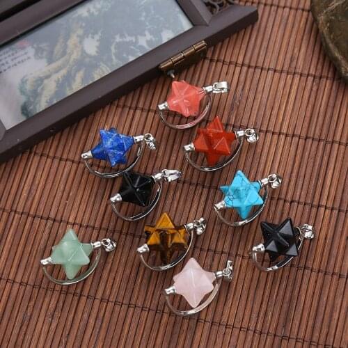 Natural Crystal Stone Male Ms. Mercaba Anise Star Divination Pendant Jewelry DIY Necklace Bracelet Earrings Jewelry Accessories