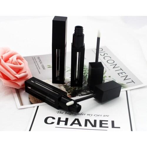 7ml Black Plastic Clear Sunroof Square Lipgloss Tubes Cosmetic Bulk Lip Gloss Empty Packaging Container