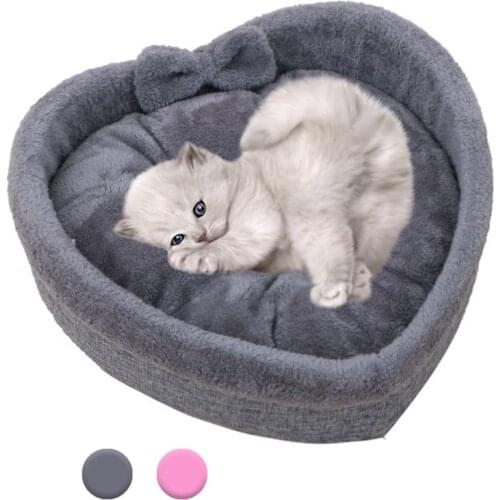Heart-Shaped Cat Dog Bed Kennel Love Pet Nest Super Soft Cotton Velvet Winter Warm Pet Cat Nest Dog Bed Pet Sleeping Supplies