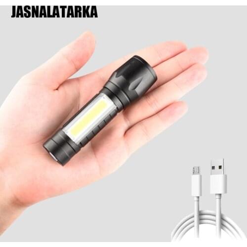 Mini Led Flashlight USB Recharging Portable Powerful Super Light With COB Side Light Waterproof Ultra Bright Camping Flashlight