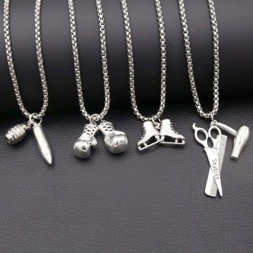 Fashion Creativity Popular Handmade Necklace, Bullet Charm, Hair Dryer Charm, Boxing Glove Charm, Ice Skate Charm, A2113