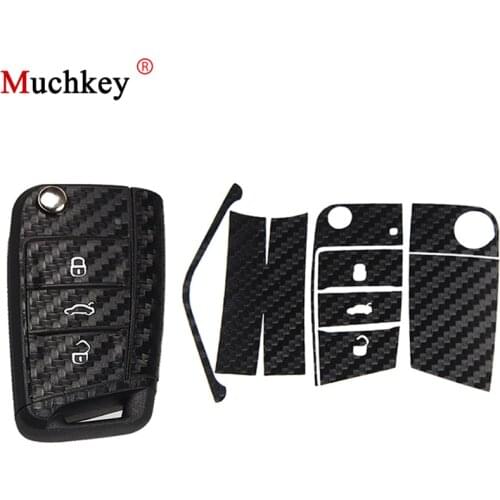 Carbon Fiber Car Key Cover Sticker For VW Volkswagen Golf 7 MK7 GTI Skoda Octavia A7 A 7 2014 2015 2016 Seat Leon Ibiza CUPTRA