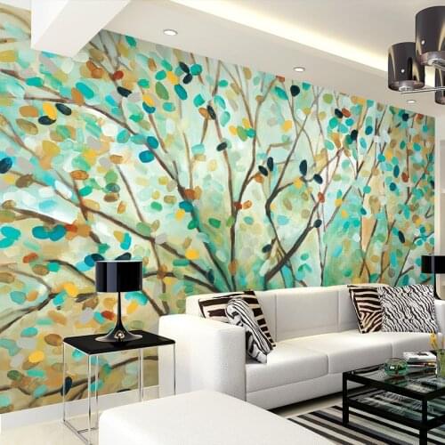 Custom Mural Wallpaper Vintage Abstract Tree Oil Painting Floral Wallpaper Non-woven Living Room Bedroom Background Wall Paper