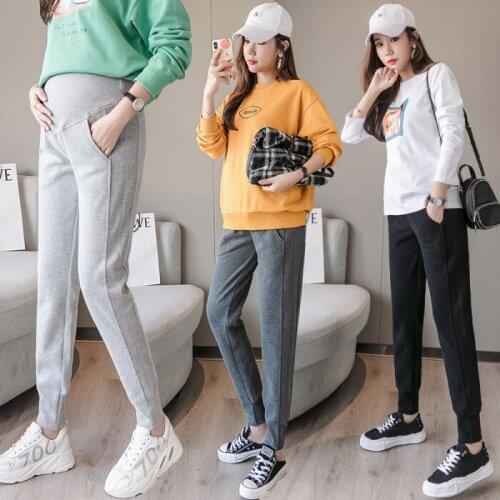 2020 New Maternity Pants Cotton Outer Wear Loose Sweatpants Leggings For Pregnancy Women Spring Autumn Prenant Sport Trousers