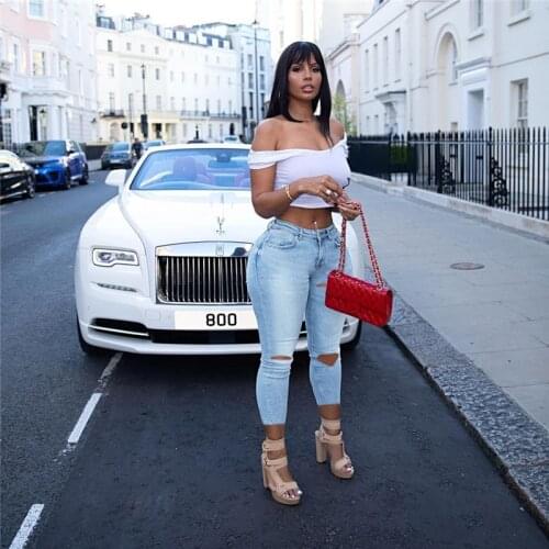 Autumn Criss-Cross Hole Plus Size Jeans Women Street Style Sexy Mid Rise Distressed Trouser Stretch Skinny Hole Denim Pants