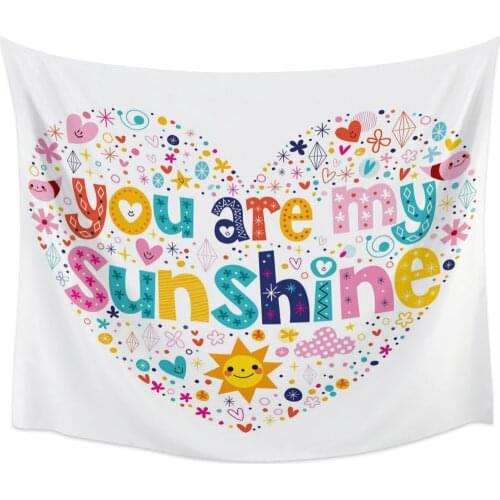 Sun Flowers Cartoon Clouds Love Wall Tapestry Home Wall Decor Bedroom Tapestry Wall Hanging Yoga Mat Picnic Mat