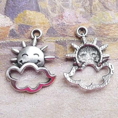 Newest 20Pieces 17*20mm Mixed Alloy Antique Silver Color Sun Cloud Charms Weather Pendant Accessory For DIY Jewelry Making