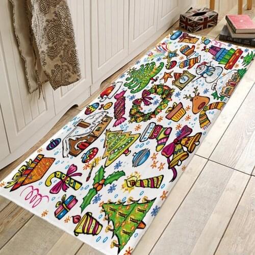 Christmas Rug Creative 3D Printing Hallway Carpets and Rugs for Bedroom Living Room Carpet Kitchen Bathroom Anti-Slip Floor Mats