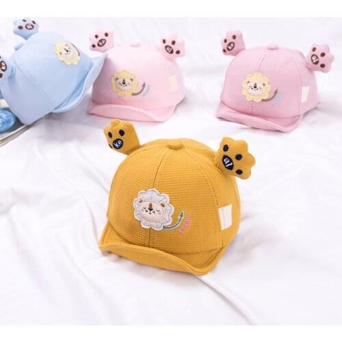 Lovely Cartoon Lion Baby Hat With Ears Soft Baby Girl Boy Baseball Cap Summer Newborn Infant Sun Visor Caps Bonnet
