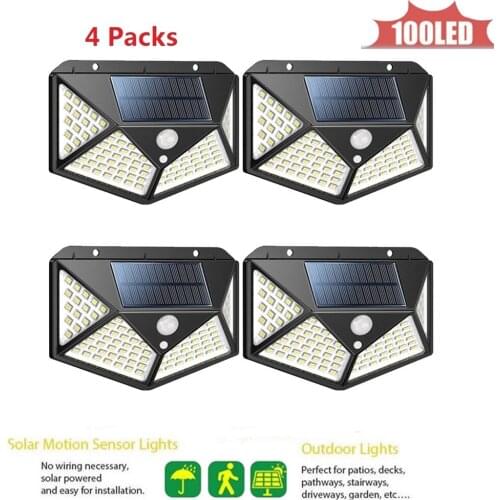 100LED Solar Lights Outdoor Solar Lamp RIP Motion Sensor Rechargeable Solar Light Bulb Lamps IP65 Waterproof Wall Street Lights