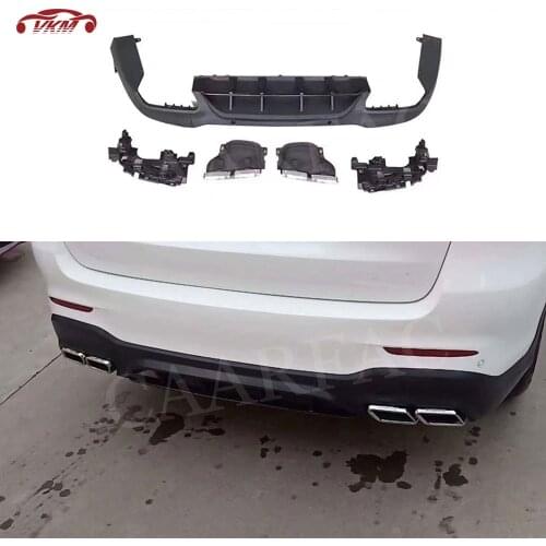 Rear Lip Spoiler with Exhaust Tips for Mercedes Benz GLC X253 Sport GLC300 GLC250 GLC43 2017-2019 PP Back Bumper plate