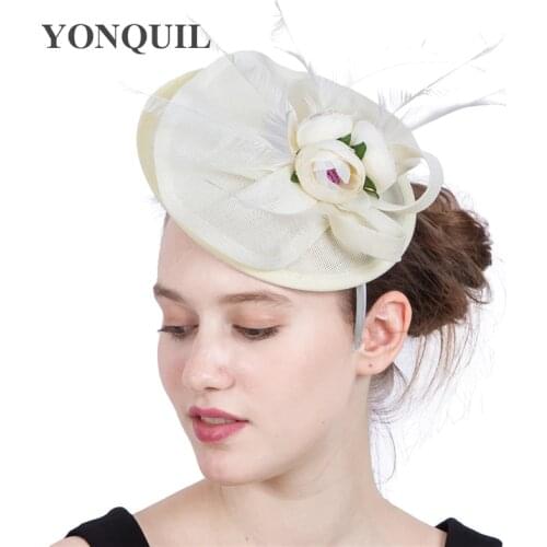New Party Women Headpiece Headband Bridal Wedding Chapeau Cap Formal Fascinator Hat With Flower Amazing Millinery For Occasion