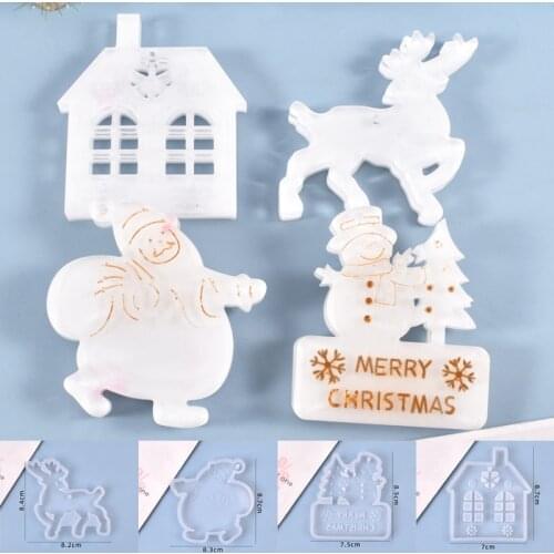 1PC Christmas Tree Hanging Tags Crystal Resin Mold Silicone Mould Christmas Listed Pendant DIY Crafts Tool Xmas Ornament