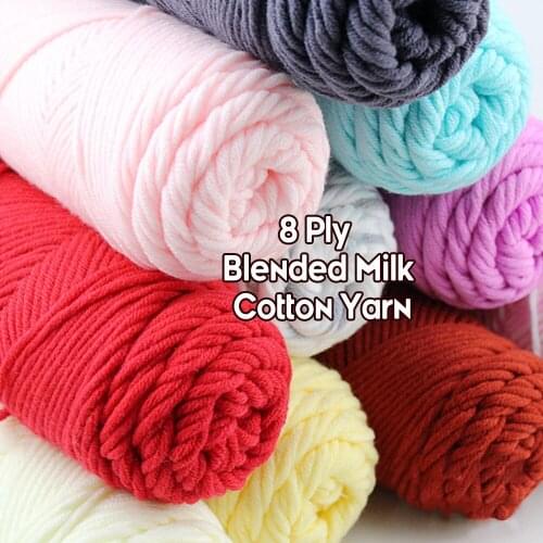 100g/Roll Milk Cotton Yarn 8 Ply Hand-Knitting Thread Soft Warm DIY Cotton Threads Baby Wool for Hand Knitting Crochet Yarn