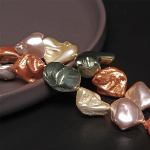 15-16mm Muliticolor Mother of Pearl Shell Imitation Pearl Bead Irregular Shape Bead For Jewelry Making DIY Bracelet Necklace 14"