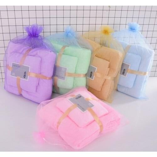 Coral Velvet Absorbent BathTowel 2pcs Set Soft Comfortable Fast Drying Bath Towels Bathroom Face Towel Swim Shower Hair Towels