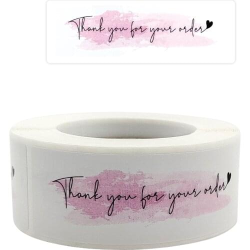 250 Pcs/Roll Rectangle Pink Blue Thank You for Your Order Labels For Small Business Party Gift Wrapping Stationery Sticker