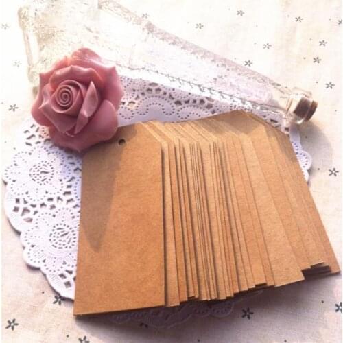 4.5 * 9.5 cm Retro large square blank kraft paper tags jewelry price tags card tags with Hemp rope 200 pcs/lot
