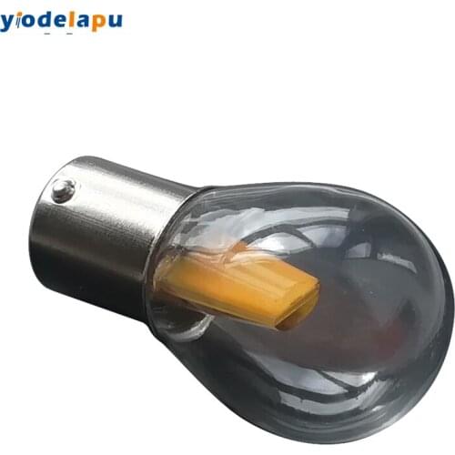 2PCS DC AC 12V S25 Ba15s Bay15D 1156 1157 No Flicker 3W Glass Warm White Turn Signal Car LED Bulb