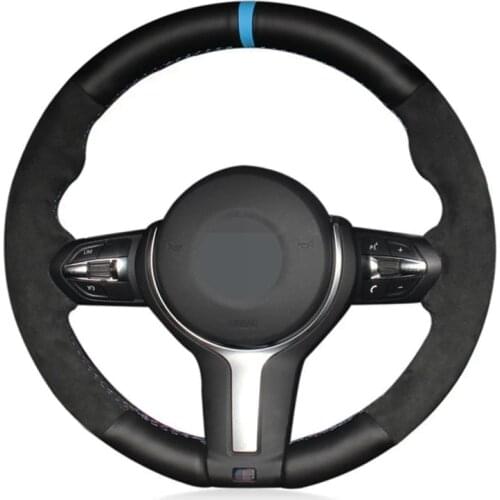 DIY Black Suede Black Leather Steering Wheel Cover For BMW F87 M2 F80 M3 F82 M4 M5 F12 F13 M6 F85 X5 M F86 X6 M F33 F30 M