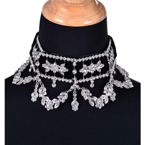 2020 Rhinestone Choker Statement Crystal Gem Luxury Velour Chokers Collar Chocker Chunky Y necklace Women jewelry Accessories