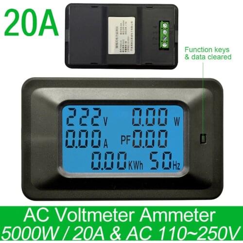 AC220V 20A Digital Voltage Meter Energy Meter LCD 5KW Power Voltmeter Ammeter Current Amps watt meter tester detector indicator