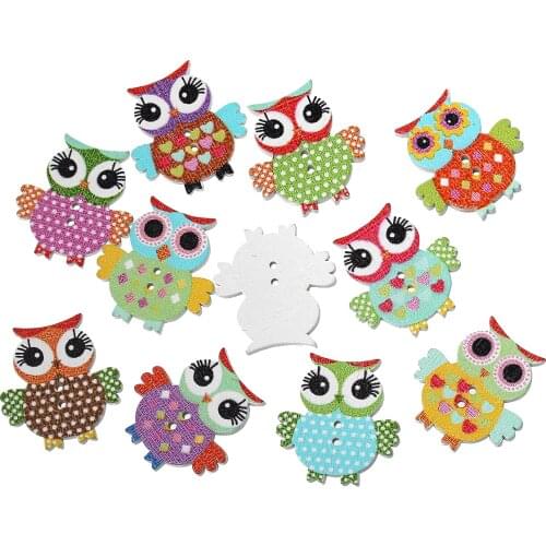 DoreenBeads Wood Sewing Button Scrapbooking Owl At Random 2 Holes Pattern Pattern 24mm-25mm x 23mm-24mm,9 PCs