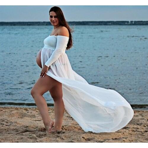 Hot Chiffon Maternity Photography Props Pregnancy Clothes Maxi Dress For Pregnancy