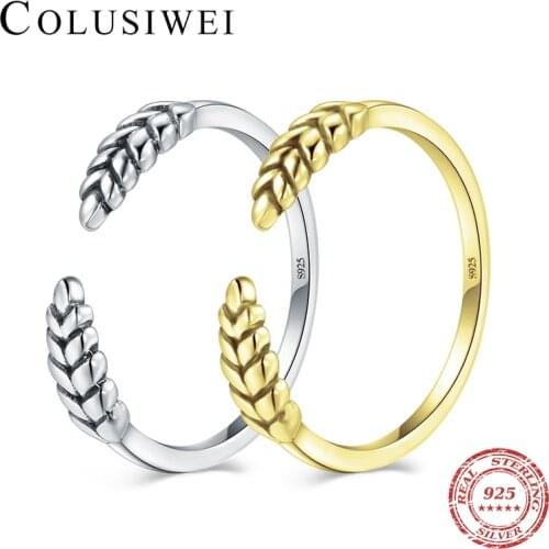 2019 High Quality Solid 925 Sterling Silver Tree Leaf Adjustable Fashion Simple Rings For Women Wedding Sterling Silver Jewelry