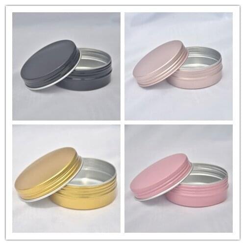 50pcs 60ml Aluminum Round Empty Refillable Bottles Tin Cans Box Silver Cream Jar Pot Case Screw Thread Lid Lip Balm Container