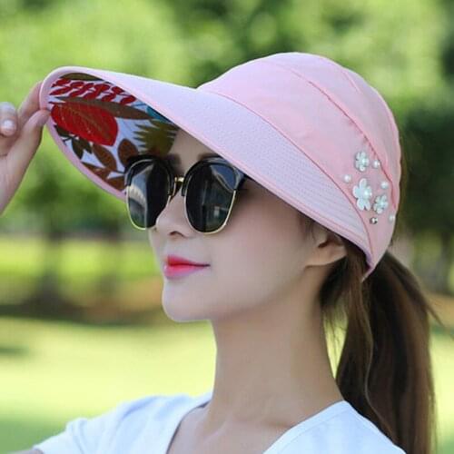 Summer Sun Hats Women Visor Suncreen Floppy Cap Foldable UV Protection Sun Hat Chapeau Femme Outdoor Beach Hat 2021