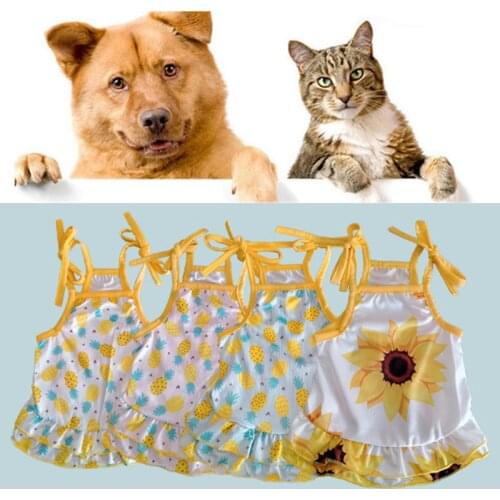 Sweet Pet Cat Princess Style Vest Shirt Floral Fruit Print Cat Clothes Costume For Cats Kitten Shirts Kedi Clothing Pets Outfit