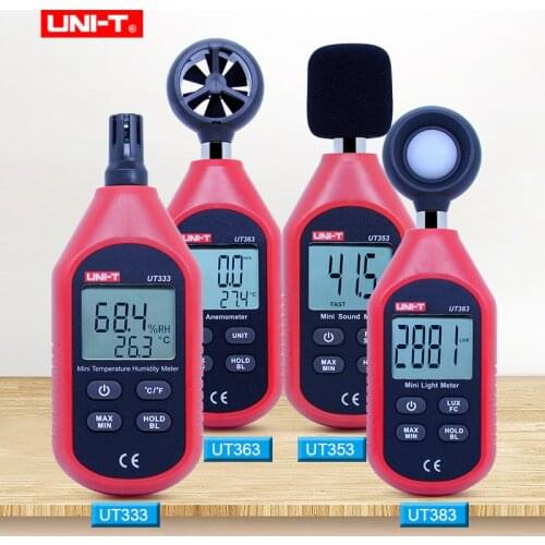 UNI-T UT333 Mini Digital thermohygrometer ut353 mini Sound Meter UT363 Mini Anemometer UT383 illuminometer Mini Light Meter