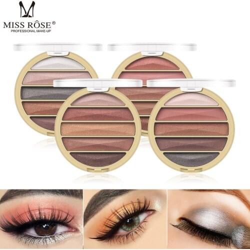 MISS ROSE 5 Color Waterproof Long-last Portable Lazy Eye Shadow Cosmetics Pearl Light Matte Hybrid MINI EyeShadow Gift for Women