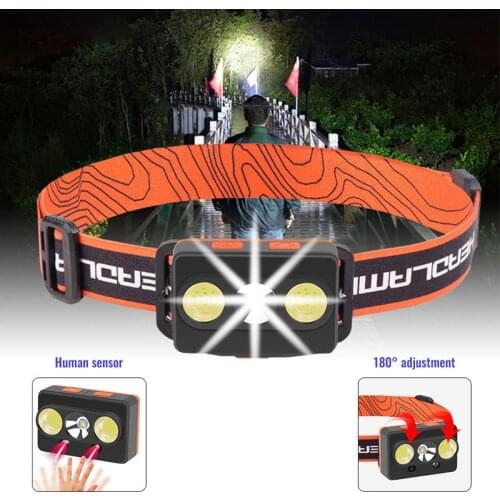 Powerful Rechargeable LED Head Lamp XPG+COB Multi-function Mini Flashlight Magnet Waist Light Running Sensing Headlights